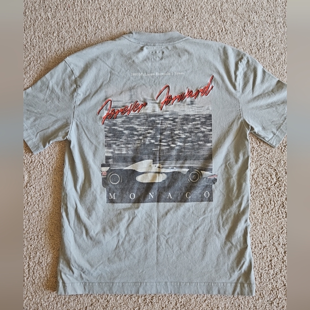 Formula 1 McLaren Monaco Vintage Racing Graphic Gray Short Sleeve Tee